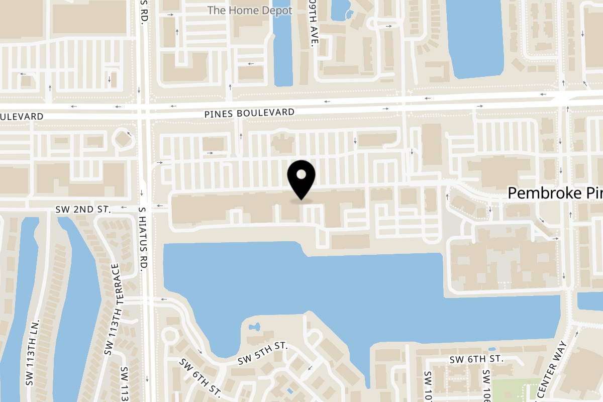 Map showing the location of Cebiche-Bar Pembroke Pines on 10860 Pines Blvd in Pembroke Pines